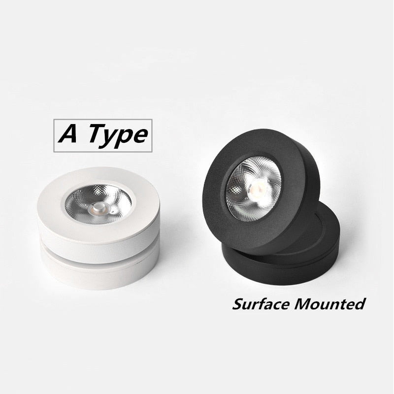 Round 90° Folding Recessed COB LED Downlights 5W/7W/12W LED Ceiling Spot lights Background Painting Lamps AC220V Indoor Lighting