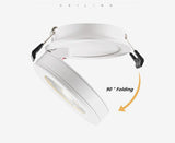 Round 90° Folding Recessed COB LED Downlights 5W/7W/12W LED Ceiling Spot lights Background Painting Lamps AC220V Indoor Lighting