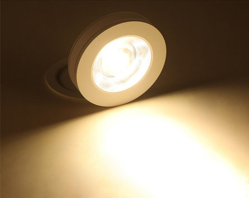 Round 90° Folding Recessed COB LED Downlights 5W/7W/12W LED Ceiling Spot lights Background Painting Lamps AC220V Indoor Lighting