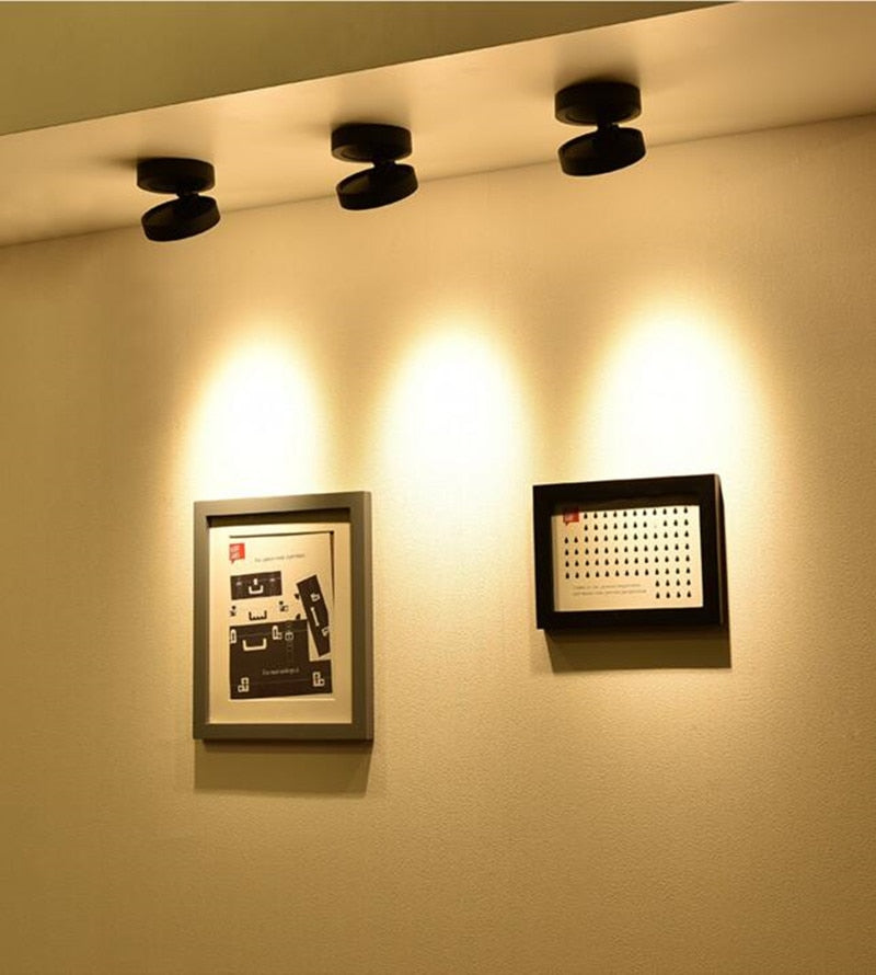 Round 90° Folding Recessed COB LED Downlights 5W/7W/12W LED Ceiling Spot lights Background Painting Lamps AC220V Indoor Lighting