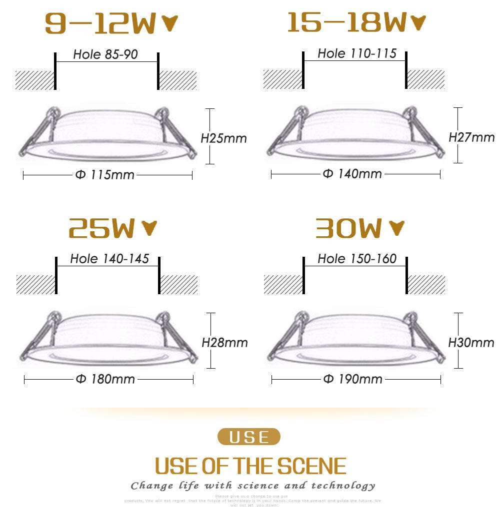 Dimmable Led Downlights 5W 7W 9W 12W 110V 220V Waterproof LED Ceiling Downlight Lamps Led Ceiling Lamp Home Indoor Lighting