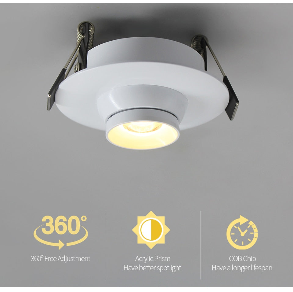 Aisilan Zoom Mini Spot light Focos Led Recessed LED Downlight Adjustable Built-in led  Spot it Encastrable AC90-260V