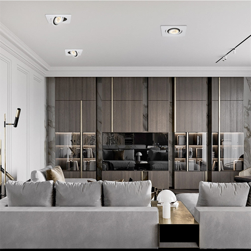 Dimmable 360 Angle Rotatable LED Ceiling Spot Light 5W 7W 10W 12W 15W Square LED Recessed Downlight with AC 85-265V LED Driver