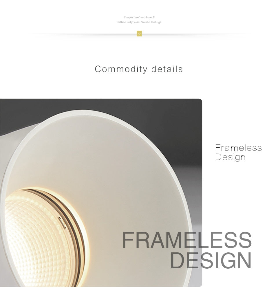 Aisilan Modern LED recessed downlight frameless built-in spot lamp Minimalist Convenient installation for living room bedroom