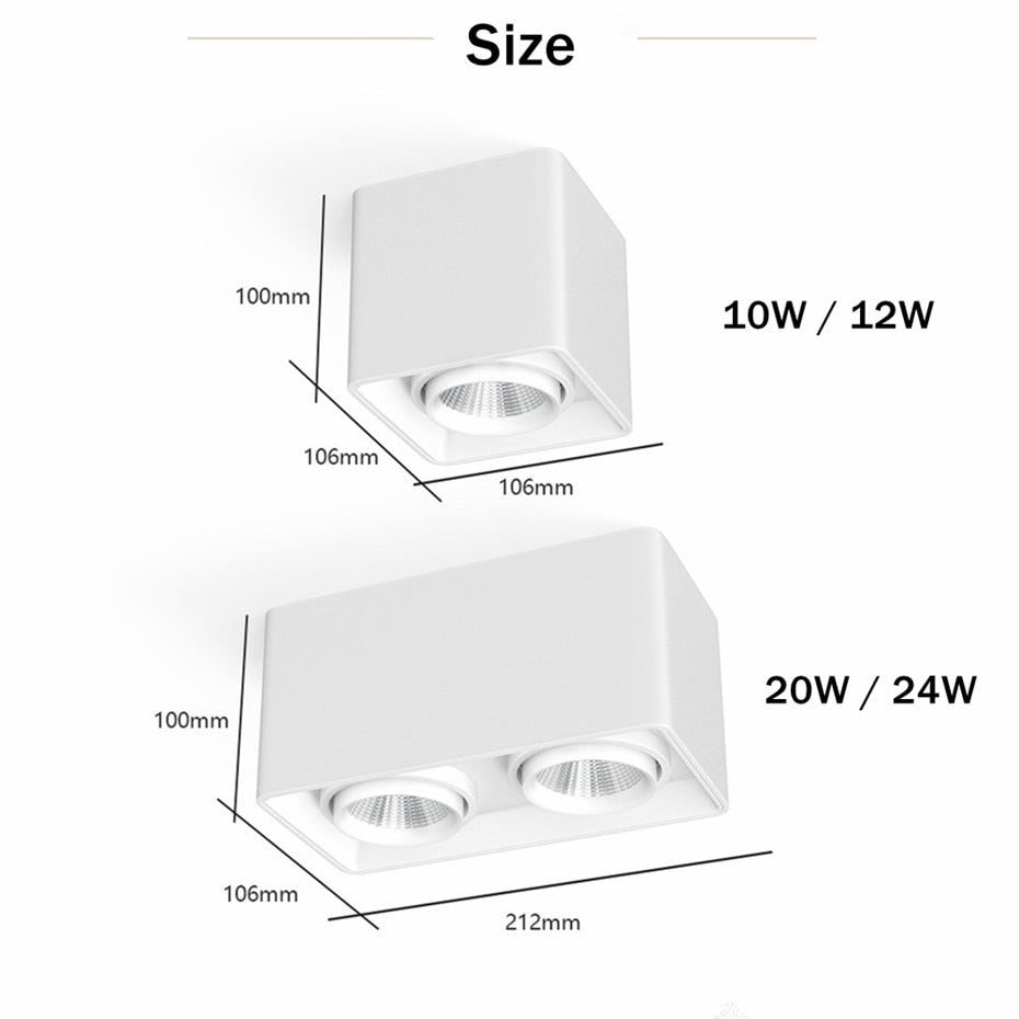 LED Downlight 10W 12W Spot Led Adjustable Ceiling Lamp Surface Mounted Led Spots 220V Dimmable Home Lighting