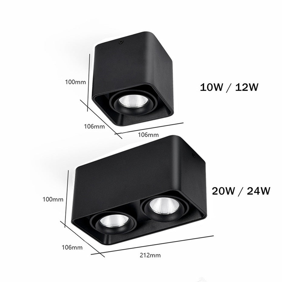 LED Downlight 10W 12W Spot Led Adjustable Ceiling Lamp Surface Mounted Led Spots 220V Dimmable Home Lighting