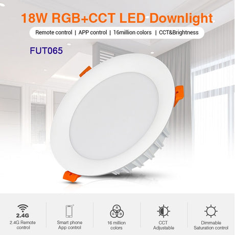 18W RGB+CCT LED Downlight Brightness adjustable Round AC 100V-240V 110V 220V