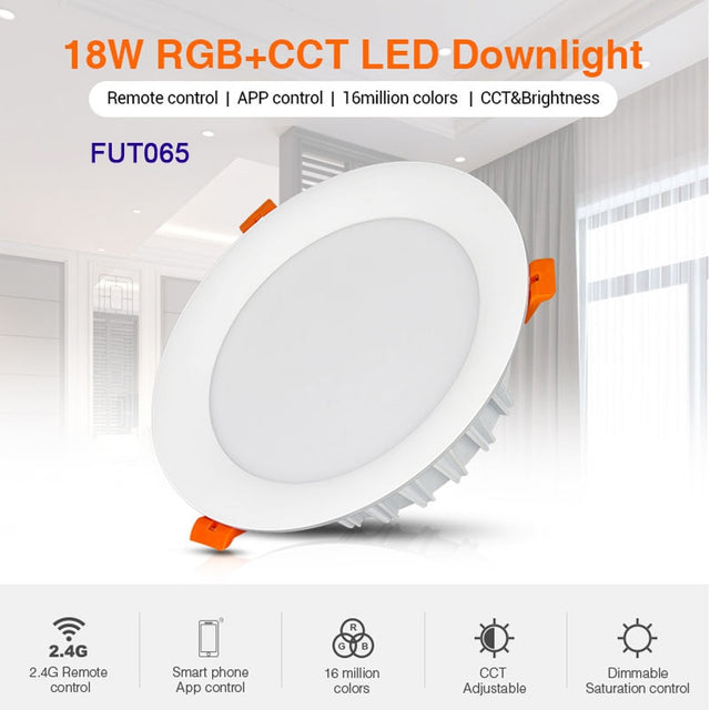 18W RGB+CCT LED Downlight Brightness adjustable Round AC 100V-240V 110V 220V