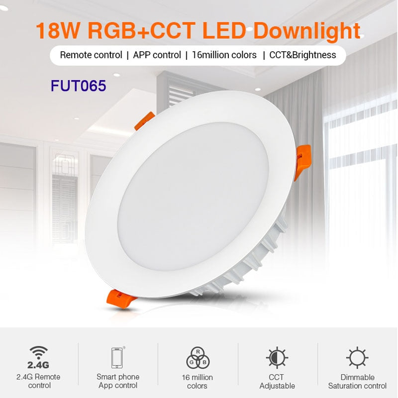 18W RGB+CCT LED Downlight Brightness adjustable Round AC 100V-240V 110V 220V