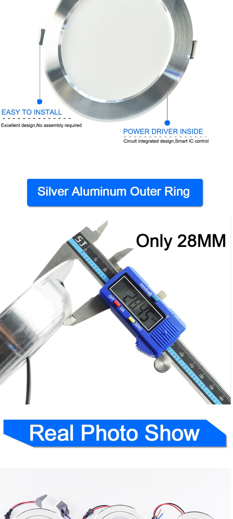 LED Spot Light 5W 9W 12W 15W 18W Silver White Ultra Thin AC 110V 220V Round Recessed LED Downlight LED Spot Lighting