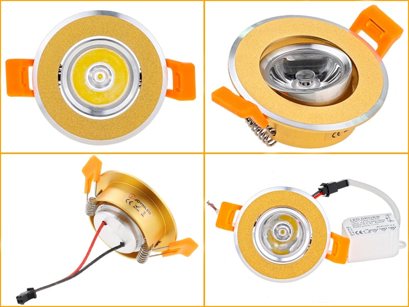 Aluminum Round LED Dimmable Ceiling Downlight 3W AC90-260V DC12V Recessed LED Spot Light Led Bulb Cutout 50mm With Driver