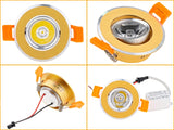 Aluminum Round LED Dimmable Ceiling Downlight 3W AC90-260V DC12V Recessed LED Spot Light Led Bulb Cutout 50mm With Driver