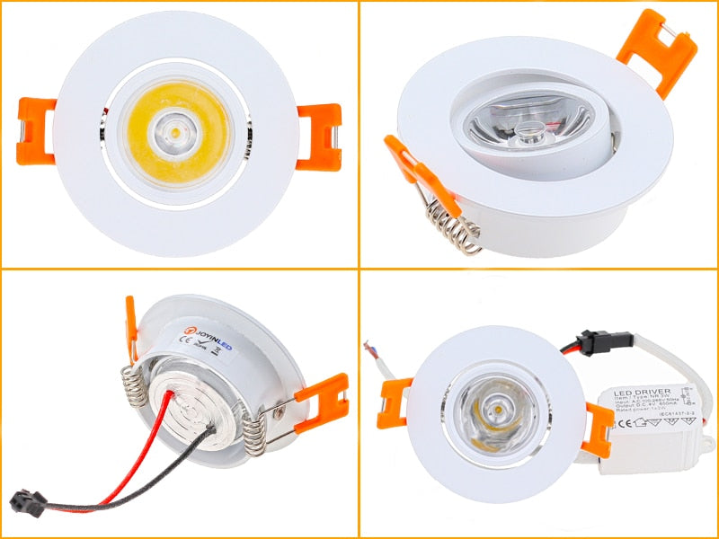Aluminum Round LED Dimmable Ceiling Downlight 3W AC90-260V DC12V Recessed LED Spot Light Led Bulb Cutout 50mm With Driver