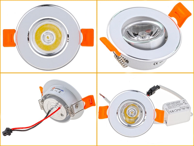 Aluminum Round LED Dimmable Ceiling Downlight 3W AC90-260V DC12V Recessed LED Spot Light Led Bulb Cutout 50mm With Driver