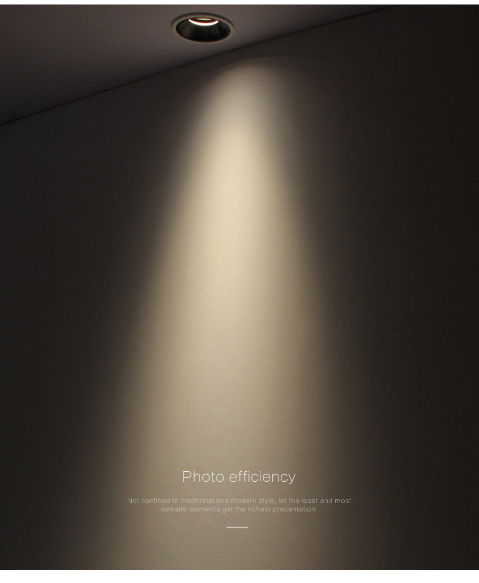 Aisilan Round Black Recessed LED Downlight cut out 7.5CM Built-in LED Narrow Border Spot light 7W for Indoor Lighting Chip