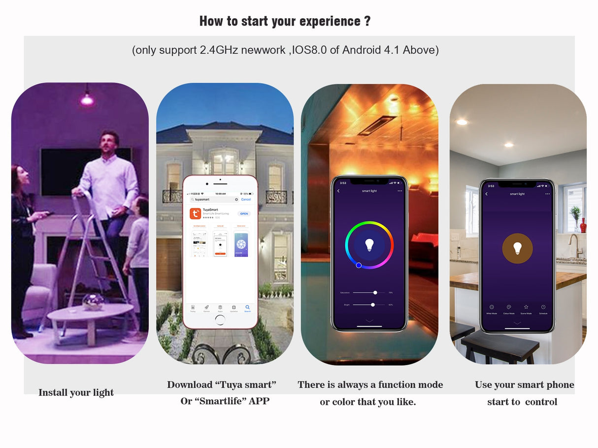 Smart Life Smart Downlight 6 inch 14W Dimmable refletor led RGBCW WiFi downlight Compatible with Alexa /Google Home/IFTTT 2pcs