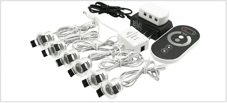  LED Mini Ceiling Downlights Set Dimmable Lights 1.5W 27mm Cut Hole Recessed Silvery Remote Control Cabinet Lamp 85-265V