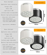 Adjustable angle Surface Mounted LED Downlights 7W 12W 18W High Power LED Ceiling Spot Light Kitchen Bathroom Downlights Lamp