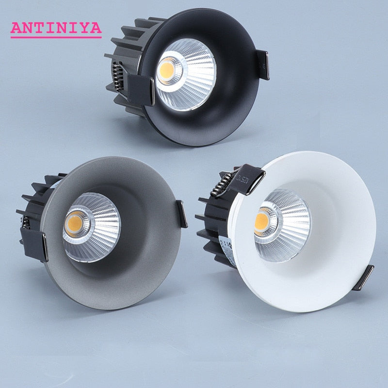High quality round Dimmable recessed LED Downlights 7W 9W 12W COB LED Ceiling Lamp Spot Lights AC110-220V Indoor Lighting