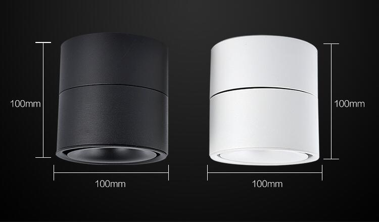 YRANK 10W 15W 20W COB LED Downlights Ceiling Lamps 360 Degree Rotation Adjustable Surface Mounted Dimmable AC110-220V