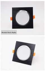 LED Downlights 3W 5W 7W 9W 12W AC85-265V Square Silver Black White LED Ceiling Lamp Down Light for Kitchen Home Indoor Lighting