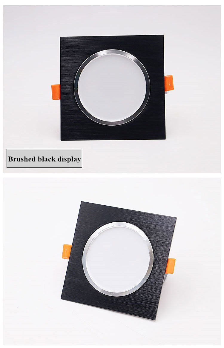 LED Downlights 3W 5W 7W 9W 12W AC85-265V Square Silver Black White LED Ceiling Lamp Down Light for Kitchen Home Indoor Lighting