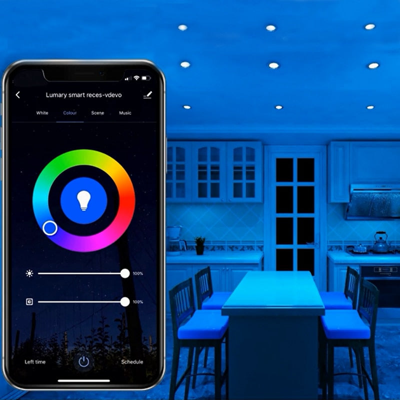 4/6 Inch Smart Wi fi Downlight Dimmable Led Lamp Color Changing Alexa Google Home Voice Control Ceiling Light indoor home