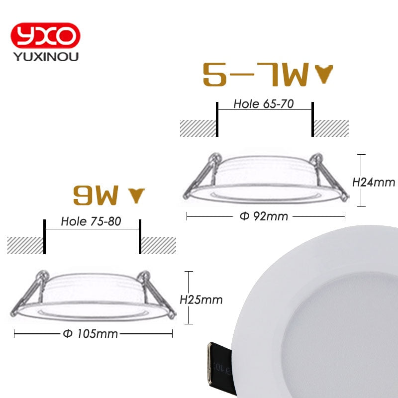 Dimmable Waterproof LED Recessed Downlight 5W 7W 9W LED Spot Light Ceiling Lamp Home Lighting AC 110V 220V For For Bathroom lamp