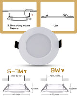 Dimmable Waterproof LED Recessed Downlight 5W 7W 9W LED Spot Light Ceiling Lamp Home Lighting AC 110V 220V For For Bathroom lamp