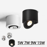 Dimmable Surface Mounted LED COB Downlight White/Black AC85-265V 360 Degree Rotating LED Spot Light 15W 9W 7W 5W Ceiling lamp