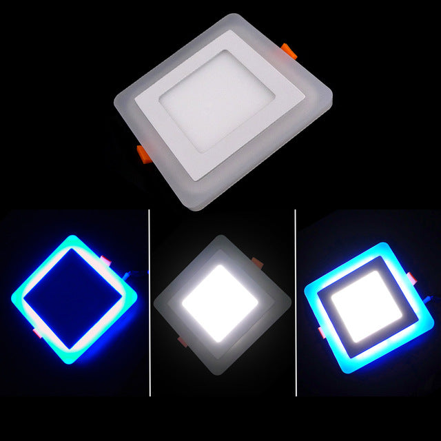 LED 6W 9W 16W 24W Ceiling Recessed panel Light Painel lamp home decoration round square Led Panel Downlight Blue+White 2 colors