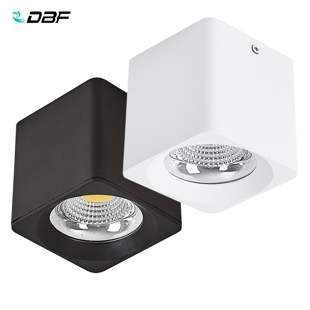 DBF Square White/Black No-Cut Surface Mounted Downlight High Power 10W 20W 30W Ceiling Spot Light 3000K/4000K/6000K AC110V 220V