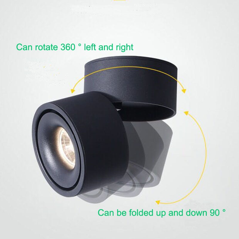 Foldable 360-degree rotating surface mounted LED downlight ceiling light AC85-265V 5W 7W 10W 12W LED ceiling spotlight dimmable