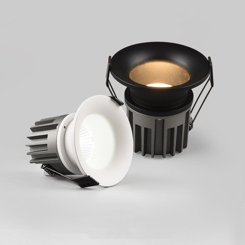 LED Downlight 1pcs Round Arc Dimmable Embedded Anti-glare Led COB Ceiling Recessed downlight  7w 12w LED wall wash light Hotel Villa Lighting