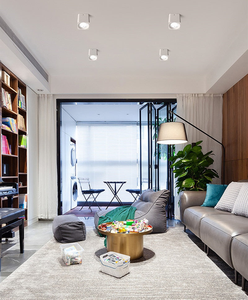 LED Downlight 1pcs Super Brightness AC85-265V Square Surface Mounted LED COB Dimmable Downlights 7W/9W/12W LED Ceiling Lamp Spot Light