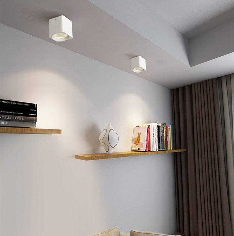 LED Downlight 1pcs Super Brightness AC85-265V Square Surface Mounted LED COB Dimmable Downlights 7W/9W/12W LED Ceiling Lamp Spot Light