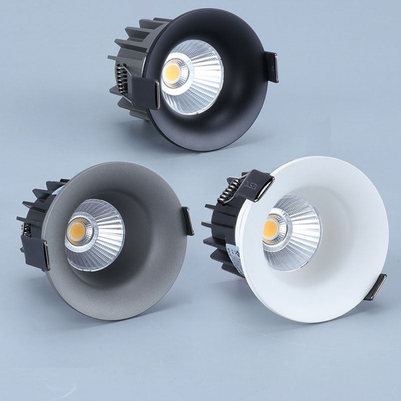 Super Bright Recessed LED Downlight COB Dimmable 7W 9W 12W LED Ceiling Spot Lights AC110-220V LED Ceiling Lamp with 3 colors