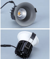 Super Bright Recessed LED Downlight COB Dimmable 7W 9W 12W LED Ceiling Spot Lights AC110-220V LED Ceiling Lamp with 3 colors
