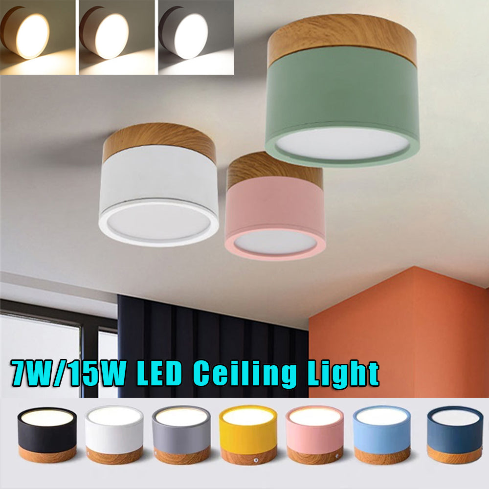 LED Downlight 7W/15W LED Ceiling Light Macaron Style Modern Colour Led Ceiling Lights Home Lighting Lamps Fixtures Lampshade D30