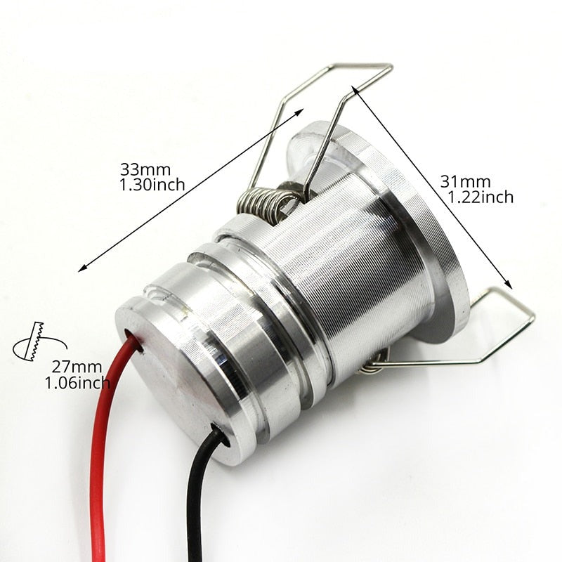  IP44 Waterproof Mini 3W Spot LED Downlight Silvery 110V-220V Bathroom Ceiling Recessed 27mm Outdoor Proof Balcony Lamp