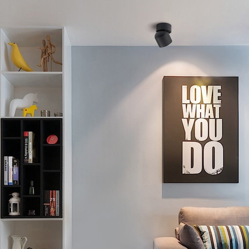 Modern Led Ceiling Lights For Living Room Black Surface Mounted Adjustable Downlight Indoor Restaurant Hotel Aisle Lamp Lustre