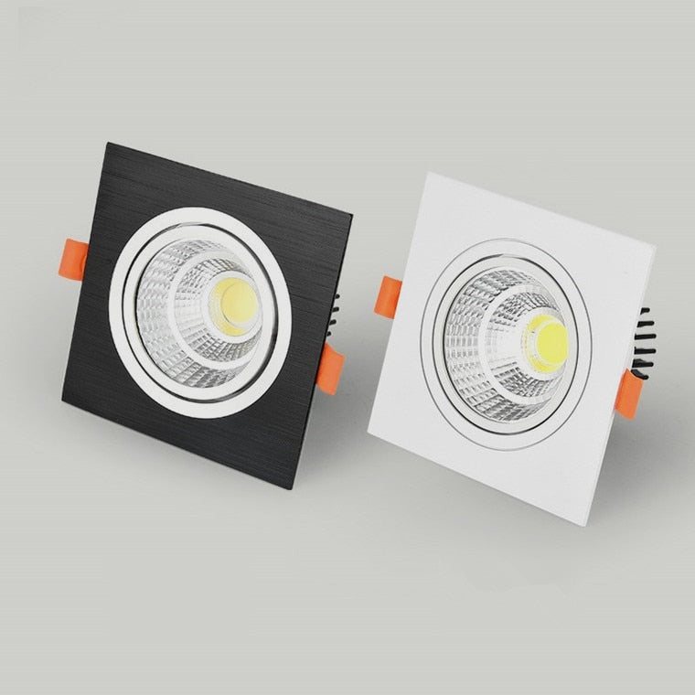 Recessed Square Dimmable LED Downlights 7W 9W 12W COB LED Ceiling Lamp AC85-265V Warm/Cold White LED Spot Lights Indoor Lighting