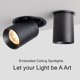 LED spotlight embedded ceiling light living room Simple Nordic Adjust up down left and right 7W 12W COB Recessed down light