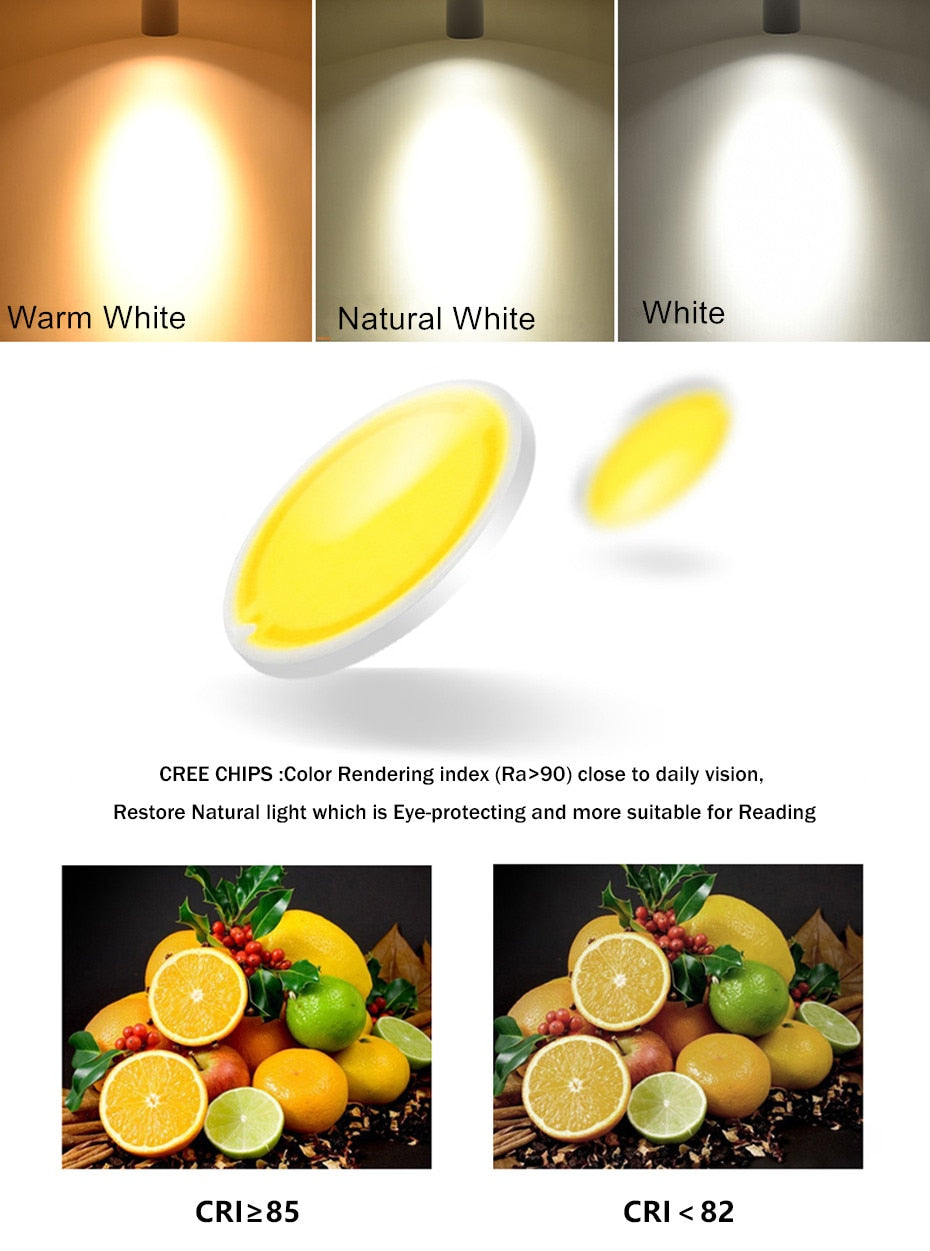 LED spotlight embedded ceiling light living room Simple Nordic Adjust up down left and right 7W 12W COB Recessed down light