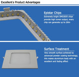 Ultra thin 3W 6W 9W 12W 15W 18W 24W Square LED panel downlight Round LED Ceiling Recessed Lights 4000K Neutral LED Panel Light