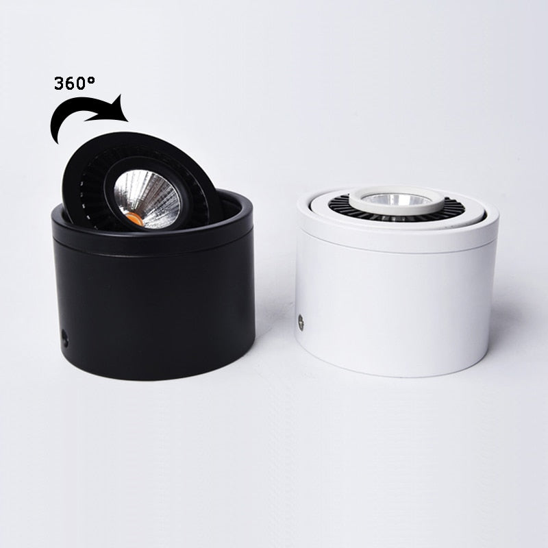 Dimmable Surface Mounted LED COB Downlight White/Black AC85-265V 360 Degree Rotating LED Spot Light 15W 9W 7W 5W Ceiling lamp