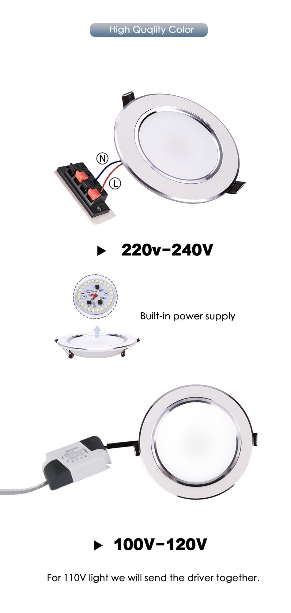 LED Downlight 3W 5W 7W 9W 12W 15W Round Recessed Lamp 220V 230V 240V 110V Home Decor Bedroom Kitchen Indoor Spot Lighting