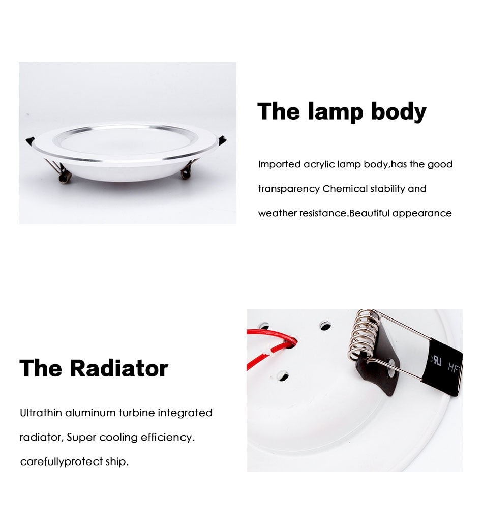 LED Downlight 3W 5W 7W 9W 12W 15W Round Recessed Lamp 220V 230V 240V 110V Home Decor Bedroom Kitchen Indoor Spot Lighting