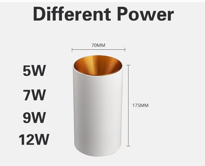  LED Downlights Surface Mounted Tube Ceiling Lamp 7W 12W COB Spotlight Downlighters 110V 220V Light Fixtures