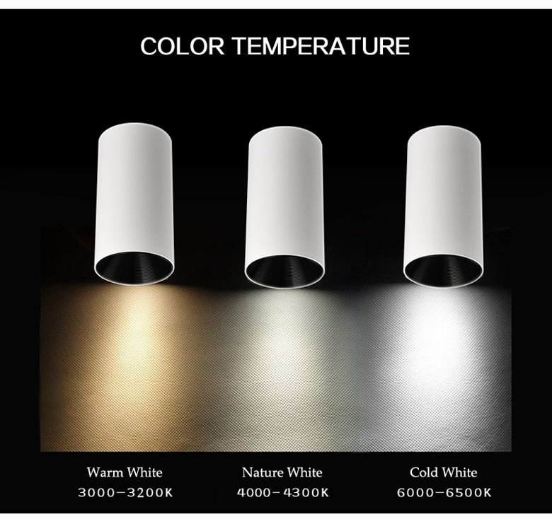  LED Downlights Surface Mounted Tube Ceiling Lamp 7W 12W COB Spotlight Downlighters 110V 220V Light Fixtures